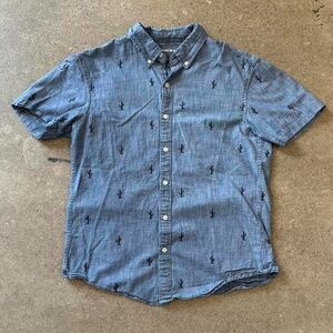 Bonobos Casual Blue Shirt with Cactus Pattern